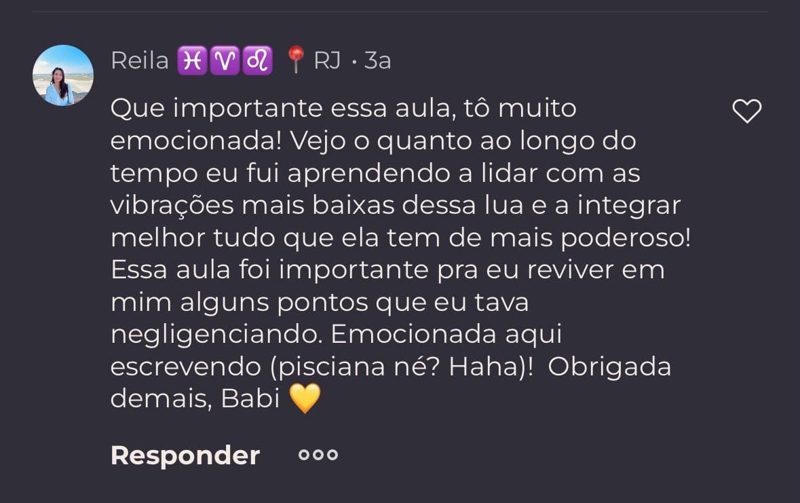 Depoimento de aluna da Babi