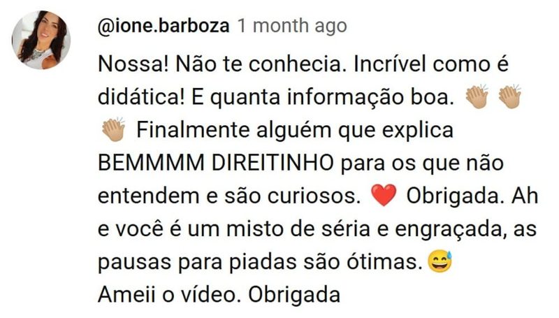 Depoimento de aluna da Babi
