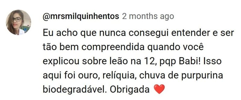 Depoimento de aluna da Babi
